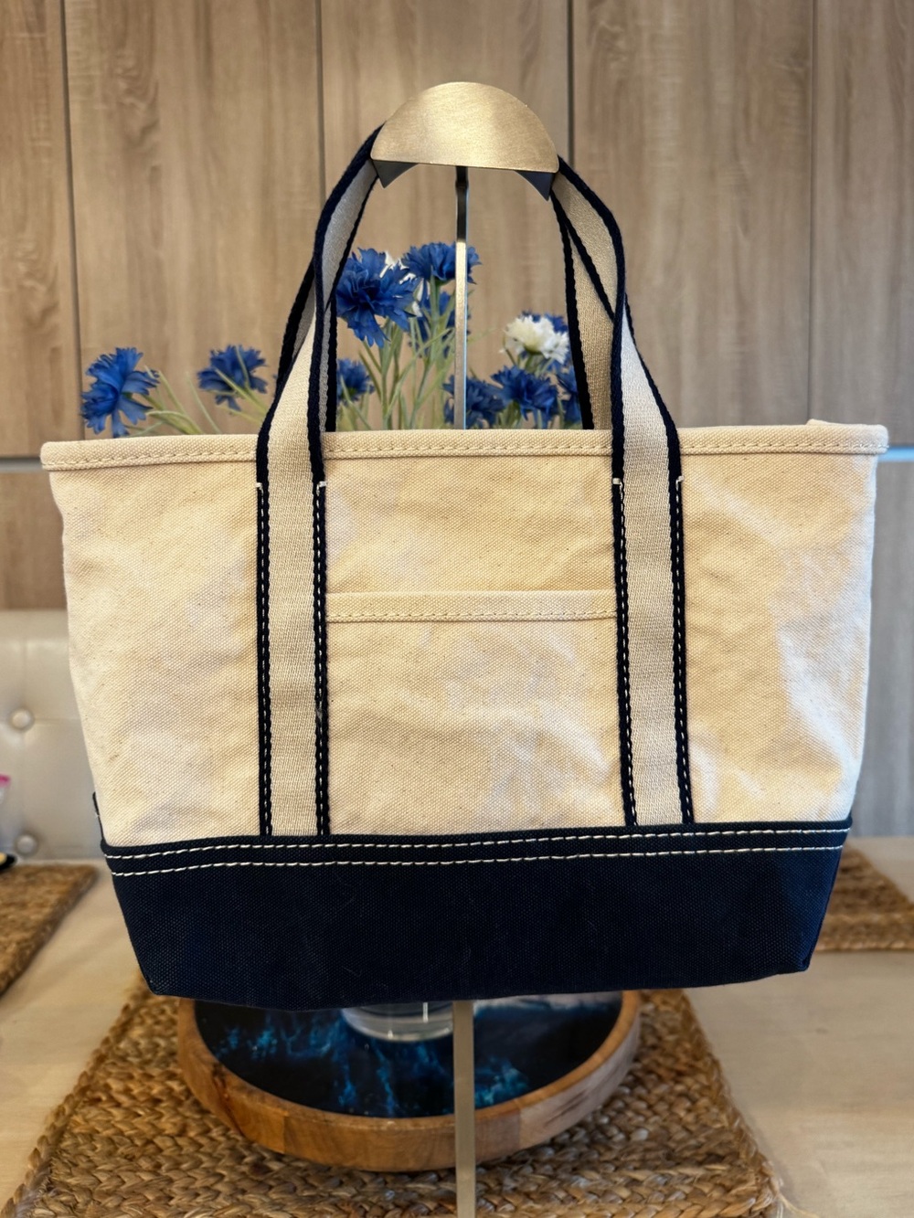 NWT J.Crew Small Montauk Tote in Natural Canvas & Navy Blue - Deadstock